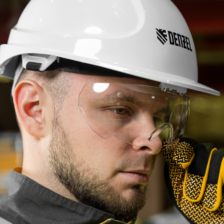 Каска защитная DENZEL ударопр.«Форвард» (К-05),ABS/PC,комплект со встроен.очк.ОЧК-05 Форвард, белая