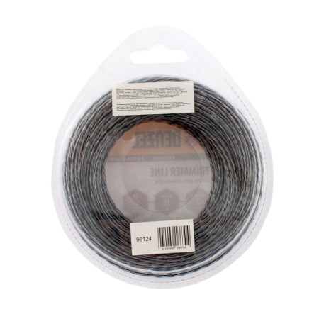 Леска для триммера DENZEL Flex Сord 96124, 2 мм x 15 м, квадрат, двухкомпонентная