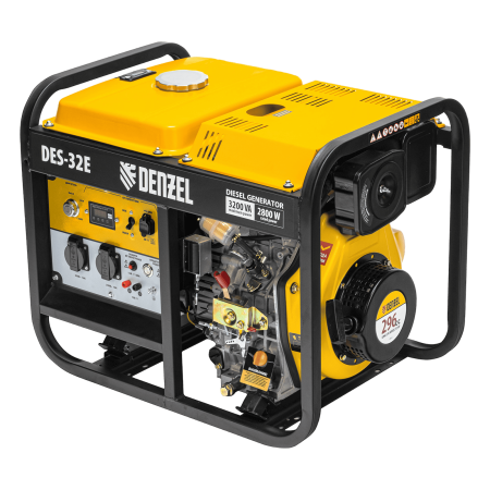 Генератор дизельный DENZEL DES-32E, 3,2 кВт, 230 В, 11 л, электростартер Генератор дизельный DENZEL DES-32E, 3,2 кВт, 230 В, 11 л, электростартер