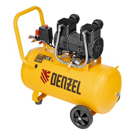 Компрессор безмасл. малошумный DENZEL DLP-1500/50, 1,5 кВт,50 л, 2850 об/мин, 250 л/мин