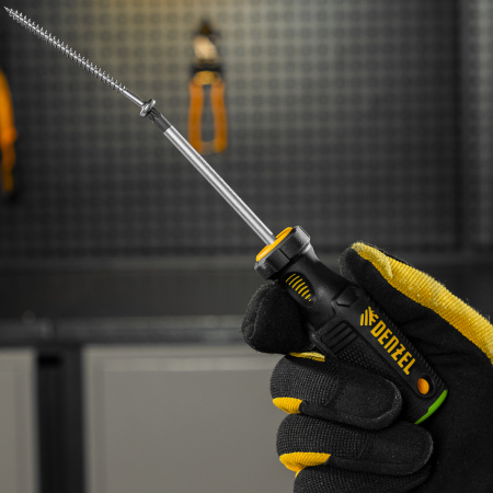 Отвертка DENZEL PZ1x75 мм, CrV, трехкомпонентная рукоятка