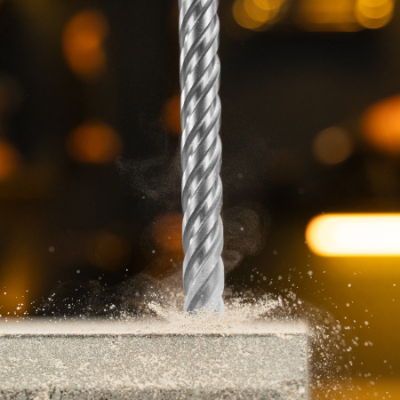 Бур по бетону DENZEL, цельная крестовая пластина, 14x215 мм, SDS PLUS