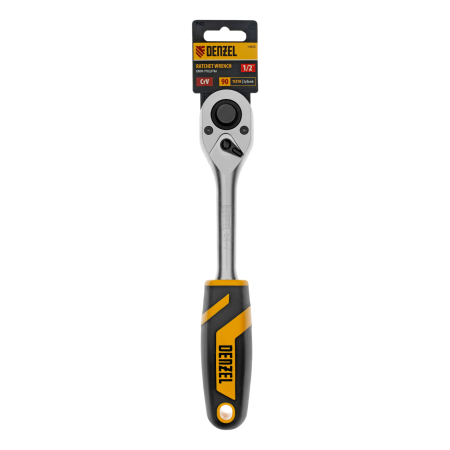 Ключ-трещотка DENZEL 1/2", 90 зубьев, с быстрым сбросом, CrV