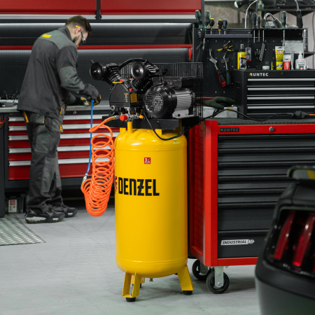 Компрессор воздушный DENZEL BCV2200/100V, 2.3 кВт, ременный привод, 100 литров, 440 л/мин