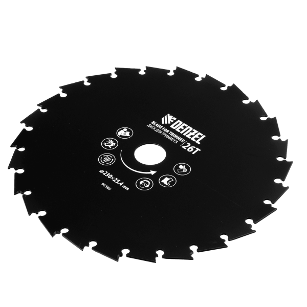 Диск для триммера DENZEL c долотообразной формой зуба, 230 х 25,4 26 зубов