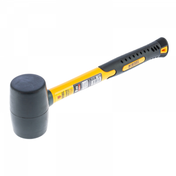 Киянка резиновая DENZEL 8 oz, черная резина, фибергласовая рукоятка