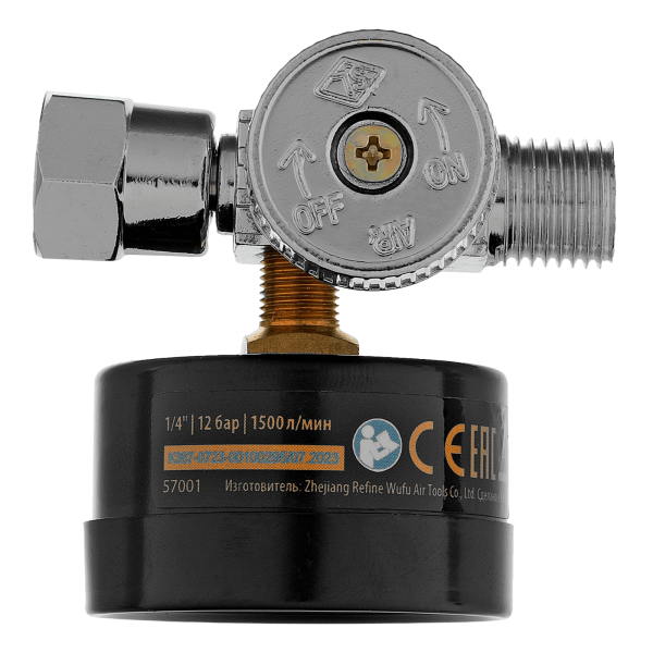 Регулятор давления с манометром DENZEL для краскораспылителя K1500, 12 бар, 1/4"