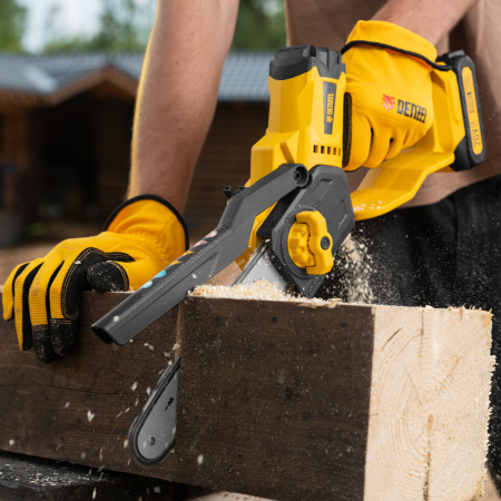 Цепная мини-пила аккумуляторная бесщеточная DENZEL СCS-200BL, шина 200 мм, Li-Ion, 20 В