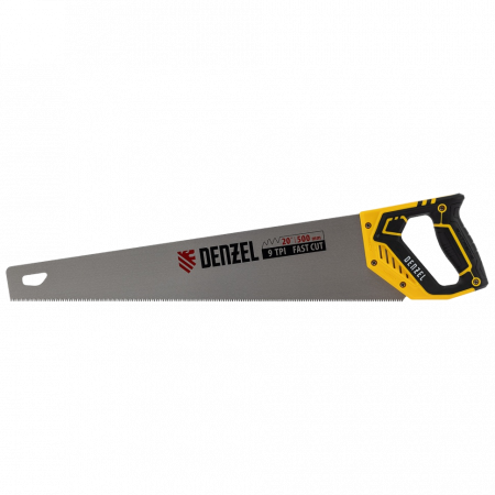 Ножовка по дереву DENZEL  500 мм, 9 TPI, зуб 3D, двухкомпонентная рукоятка