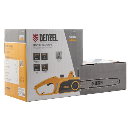 Пила цепная электрическая DENZEL EDS-2200P, 2.2 кВт, шина 45 см, шаг 3/8, 63 звена