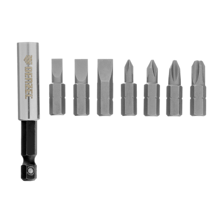 Набор бит с магнитным держателем DENZEL S2, 8 шт.