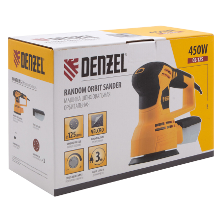Машина шлифовальная эксцентриковая DENZEL OS-125, 450 Вт, 6000-12000 об/мин