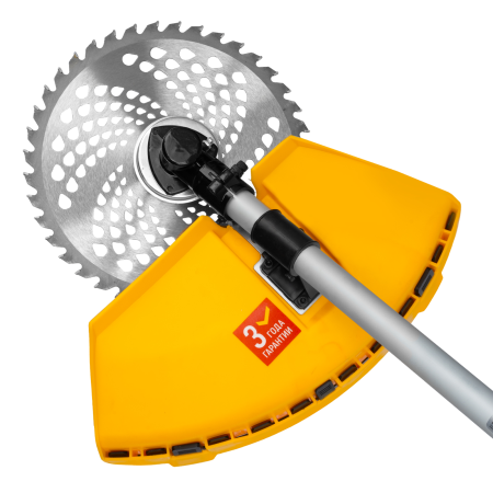 Триммер бензиновый DENZEL DT-43E, 43 см3, неразъемная штанга, электростартер, состоит из 2 частей