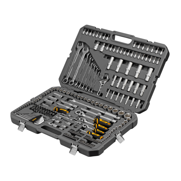 Набор инструментов DENZEL 1/2", 1/4", 3/8", CrV, S2, пластиковый кейс, 216 предметов