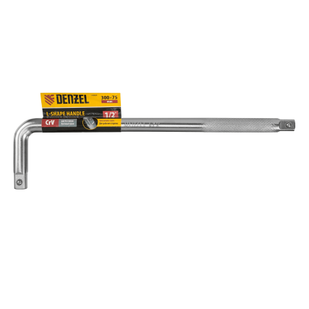 Вороток Г-образный DENZEL 300*75 мм, квадрат 1/2", CrV, матовый хром