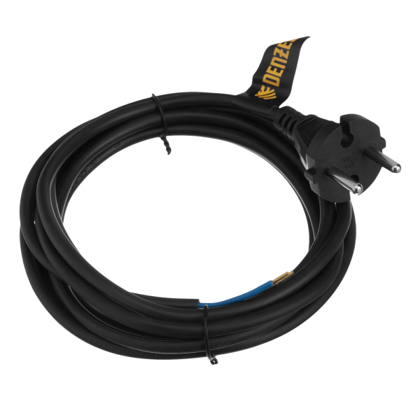 Шнур сетевой Energy Series DENZEL, ПВС, 3 м, 2 x 1 мм, с неразборной вилкой, черный