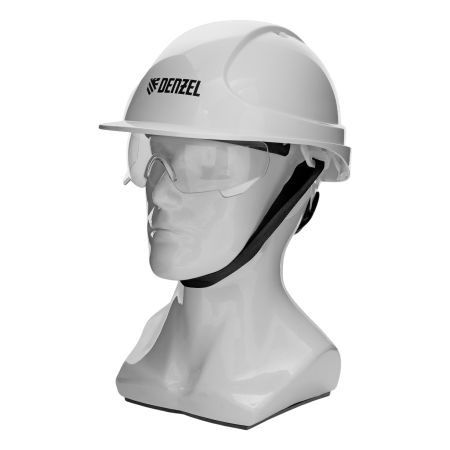 Каска защитная DENZEL ударопр.«Форвард» (К-05),ABS/PC,комплект со встроен.очк.ОЧК-05 Форвард, белая