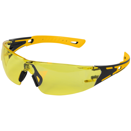 Очки защитные DENZEL открытые, поликарбонатные, желтая линза, 2х комп.дужки