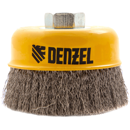 Щетка для УШМ DENZEL 746053, 100 мм, «чашка», витая нержавеющая проволока 0.3 мм, М14