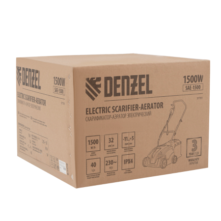Скарификатор-аэратор  электрический DENZEL SAE-1500, 1500 Вт, -11/+5 мм, 32 cм