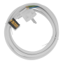Шнур сетевой Energy Series DENZEL, ПВС, 3 м, 3 x 1,5 мм, с неразборной вилкой, белый
