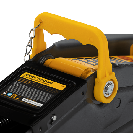 Домкрат гидравлический DENZEL подкатной с фиксатором, 2 т, 130-330 мм