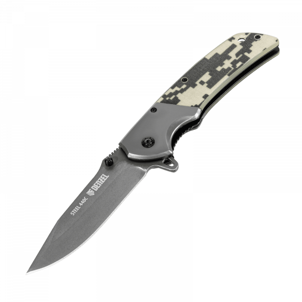 Нож складной DENZEL многоцелевой, системы Liner-Lock, с накладкой G10 на классической рукоятке