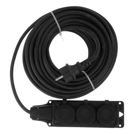 Удлинитель-шнур силовой Top Series DENZEL, КГТТ, 20 м, 3 розетки, 3 x 2,5 мм