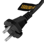 Шнур сетевой Energy Series DENZEL, ПВС, 3 м, 2 x 1,5 мм, с неразборной вилкой, черный