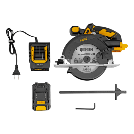 Пила циркулярная аккумуляторная DENZEL CCSH-20-165, 165 мм, Li-Ion, 20 В