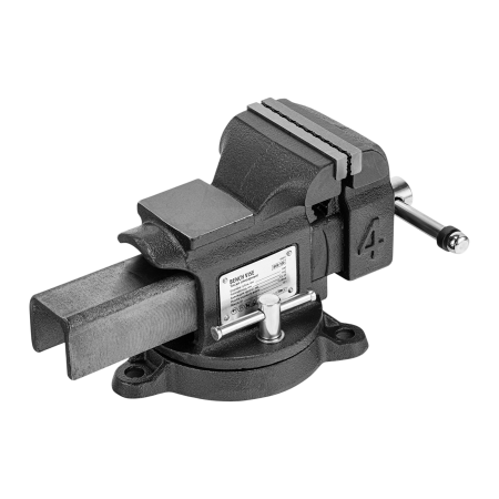 Тиски слесарные DENZEL BVH-100, 100 мм, поворотные, стальная направляющая, с наковальней