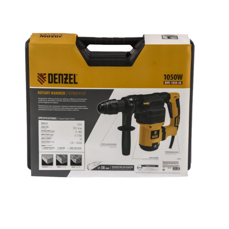 Перфоратор электрический DENZEL RHV-1050-38-max, SDS-max, 1050 Вт, 10 Дж, 2 плюс 1 режим