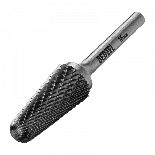 Борфреза по металлу DENZEL твердосплавная, коническая закругленная, тип-L, 16 мм