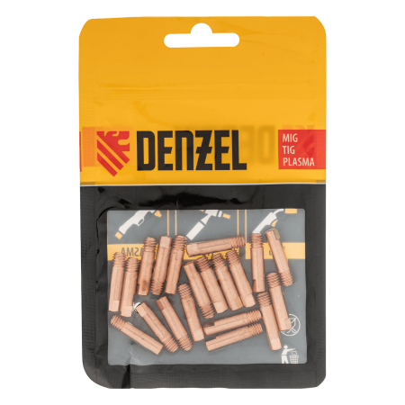Токосъемный наконечник под проволоку DENZEL 1,2 мм, М5х24, E-CU, 20 шт для MIG горелки тип 15