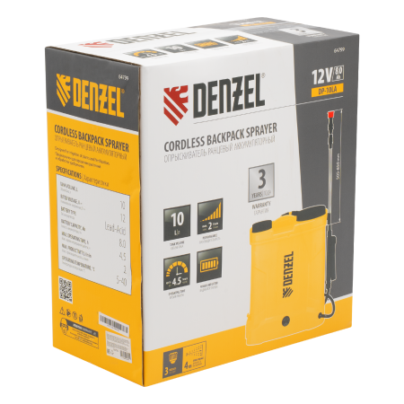 Опрыскиватель ранцевый аккумуляторный DENZEL DP-10LA, 10 л, 12 В, 8 Ач