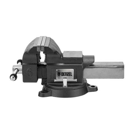 Тиски слесарные DENZEL BVH-150, 150 мм, поворотные, стальная направляющая, с наковальней