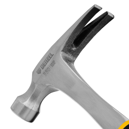 Молоток-гвоздодер DENZEL 350 г, цельнометаллический, двухкомпонентная рукоятка