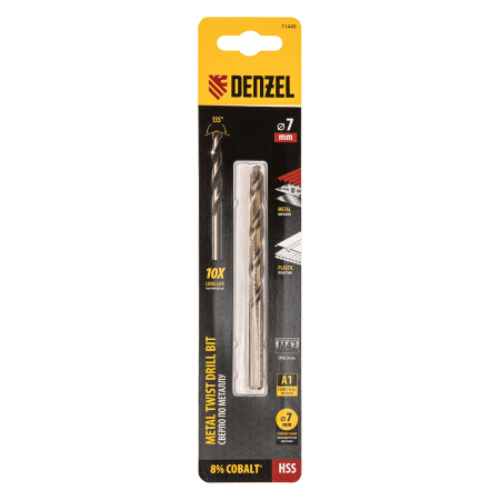 Сверло по металлу DENZEL 7 мм, HSS Co-8%