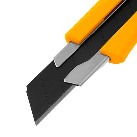 Нож DENZEL 18 мм, сменное лезвие, SK4, метал. направляющая, винтовой фиксатор