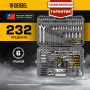 Набор инструментов DENZEL 1/2", 3/8", 1/4", CrV, S2, пластиковый кейс, 232 предмета