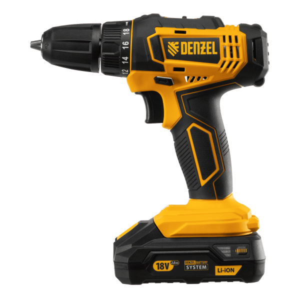 Аккумуляторная дрель-шуруповерт DENZEL CDL-18-02BM, Li-Ion, 18 В, 2 аккумулятор