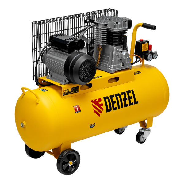 Компрессор воздушный DENZEL BCI2300/100, 2.3 кВт, ременный привод, 100 литров, 400 л/мин