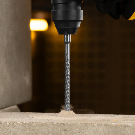 Бур по бетону DENZEL, цельная крестовая пластина, 10x215 мм, SDS PLUS