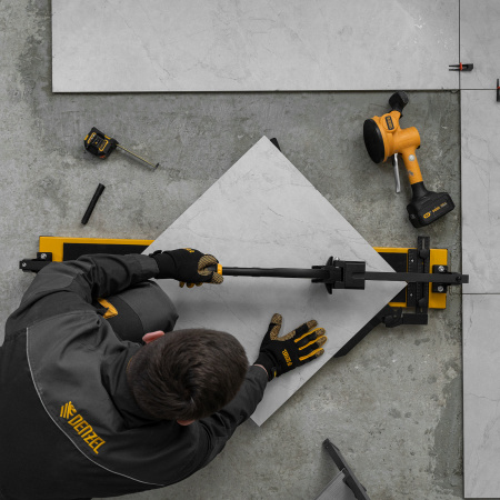 Плиткорез рельсовый DENZEL 1000х16мм, каретка на подш., стальная станина, усил. рукоятка-пенал