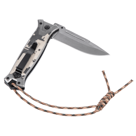 Нож складной DENZEL многоцелевой, системы Liner-Lock, с накладкой G10 на прямой рук-ке+стеклобой