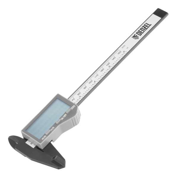 Штангенциркуль DENZEL пластиковый, 150 мм, электронный, большой дисплей, с глубиномером
