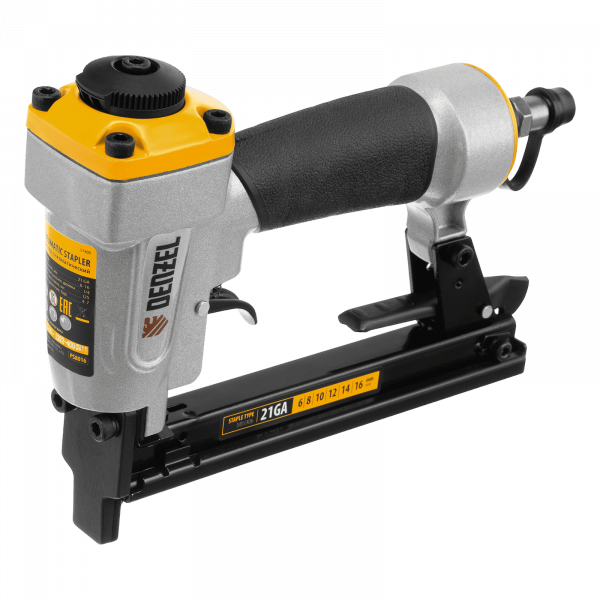 Степлер пневматический DENZEL PS8016 для прямоугольных скоб 21GA от 6 до 16 мм
