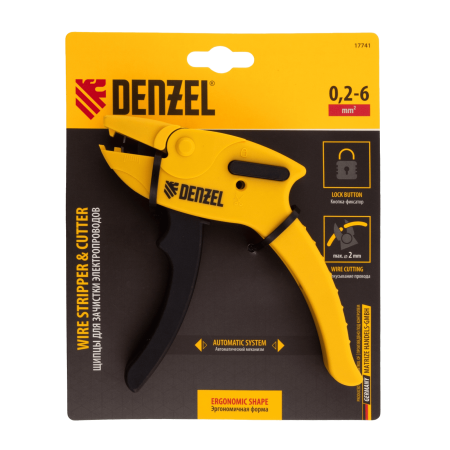 Щипцы для зачистки электропроводов DENZEL сечением 0,2-6 мм2, функция обрезания проводов
