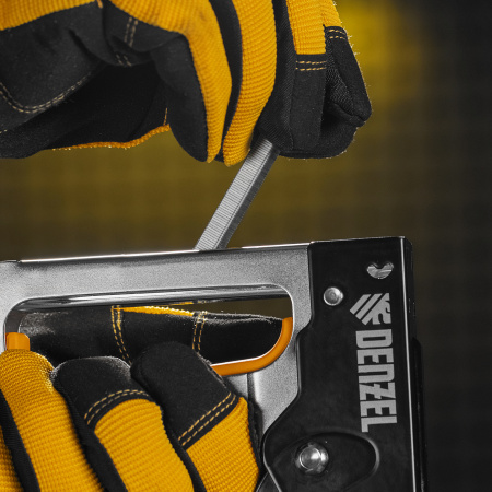 Степлер металлический DENZEL скобы в комплекте, 2К рукоятка, тип 53, 6-10 мм