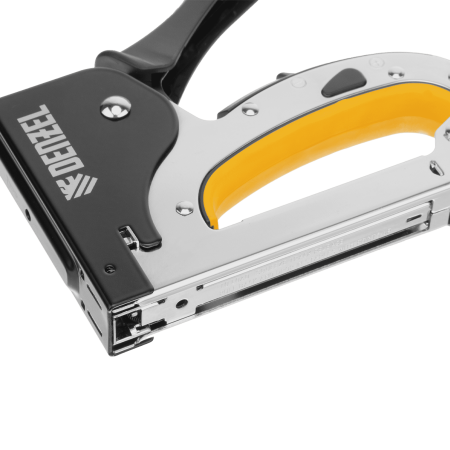 Степлер мебельный DENZEL стальной корпус, быстрая загрузка, регул. силы удара, тип 53, 4-14 мм